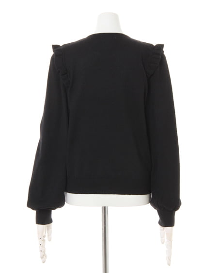 INGNI（イング） 肩フリルケーブルニット＋ラッフルミディスカート／SET ｸﾛ