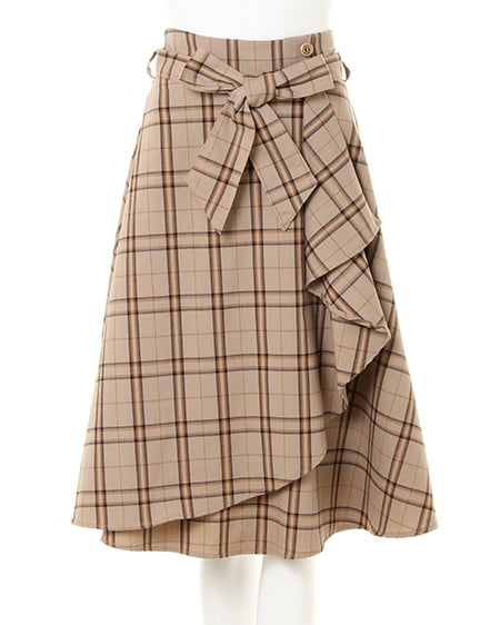 INGNI（イング） 肩フリルケーブルニット＋ラッフルミディスカート／SET ｸﾛ