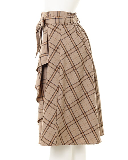 INGNI（イング） 肩フリルケーブルニット＋ラッフルミディスカート／SET ｸﾛ