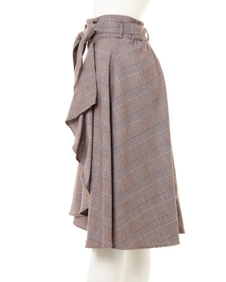 INGNI（イング） 起毛レース長袖＋グレンチェックミディスカート／SET ｸﾛ