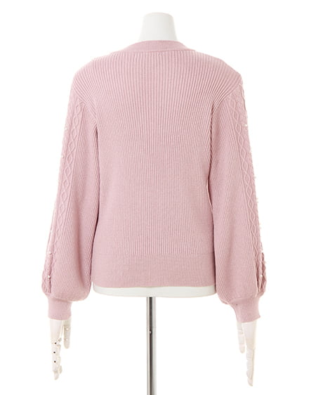 INGNI（イング） 袖パールケーブルニット＋ベルト付ツイードスカート／SET ｽﾓｰｸﾋﾟﾝｸ