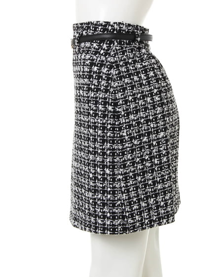 INGNI（イング） 袖パールケーブルニット＋ベルト付ツイードスカート／SET ｽﾓｰｸﾋﾟﾝｸ