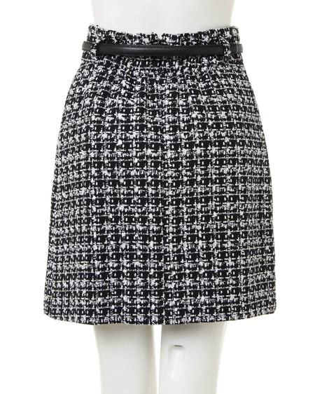 INGNI（イング） 袖パールケーブルニット＋ベルト付ツイードスカート／SET ｽﾓｰｸﾋﾟﾝｸ