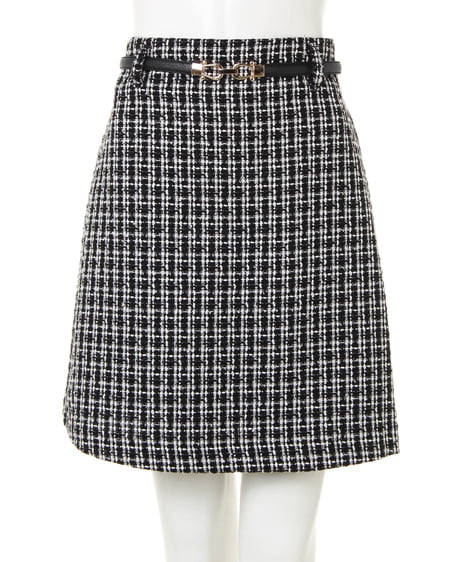 INGNI（イング） 肩パールレースニット＋ベルト付ツイードスカート／SET ｱｲﾎﾞﾘｰ