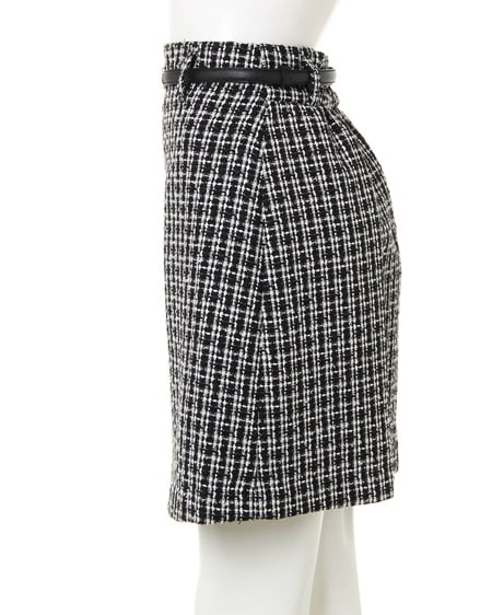 INGNI（イング） 肩パールレースニット＋ベルト付ツイードスカート／SET ｱｲﾎﾞﾘｰ