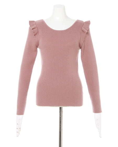 INGNI（イング） BACKリボンニット＋ベルト付フリルキュロット／SET ｽﾓｰｸﾋﾟﾝｸ