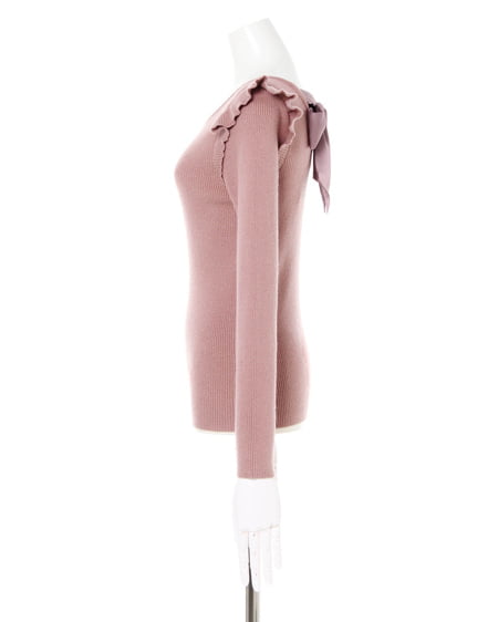 INGNI（イング） BACKリボンニット＋ベルト付フリルキュロット／SET ｽﾓｰｸﾋﾟﾝｸ