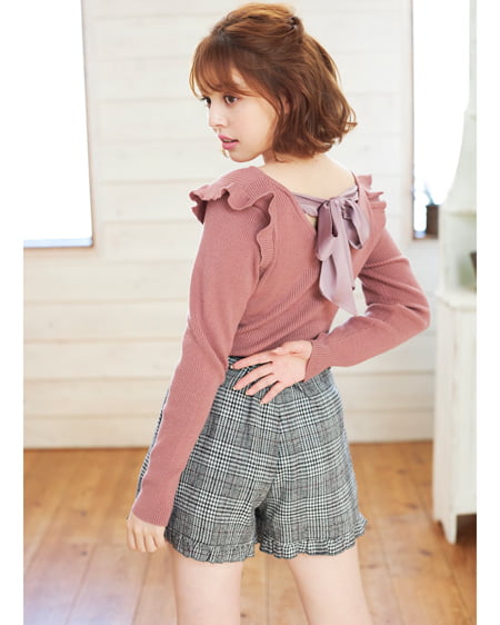 【INGNI STORE限定セット】BACKリボンニット＋ベルト付フリルキュロット／SET