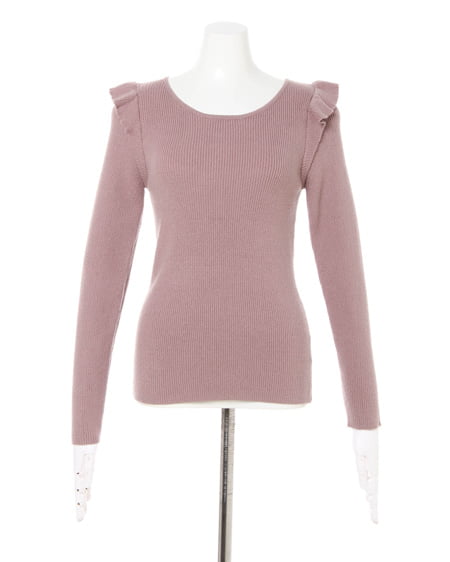 INGNI（イング） BACKリボンニット＋ベルト付ラッフルスカート／SET ﾓｶ