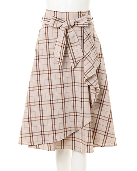 INGNI（イング） BACKリボンニット＋ベルト付ラッフルスカート／SET ﾓｶ