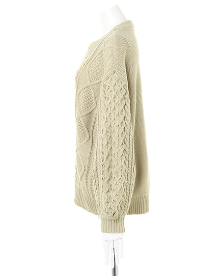 INGNI（イング） ケーブルスキッパーニット＋スエードプリーツスカート／SET ﾐﾝﾄｸﾞﾘｰﾝ