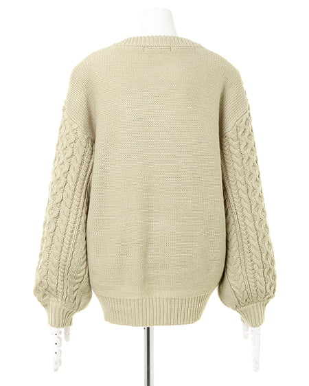 INGNI（イング） ケーブルスキッパーニット＋スエードプリーツスカート／SET ﾐﾝﾄｸﾞﾘｰﾝ