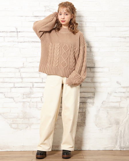 【INGNI STORE限定セット】パッチワークニット＋コーデュロイパンツ／SET