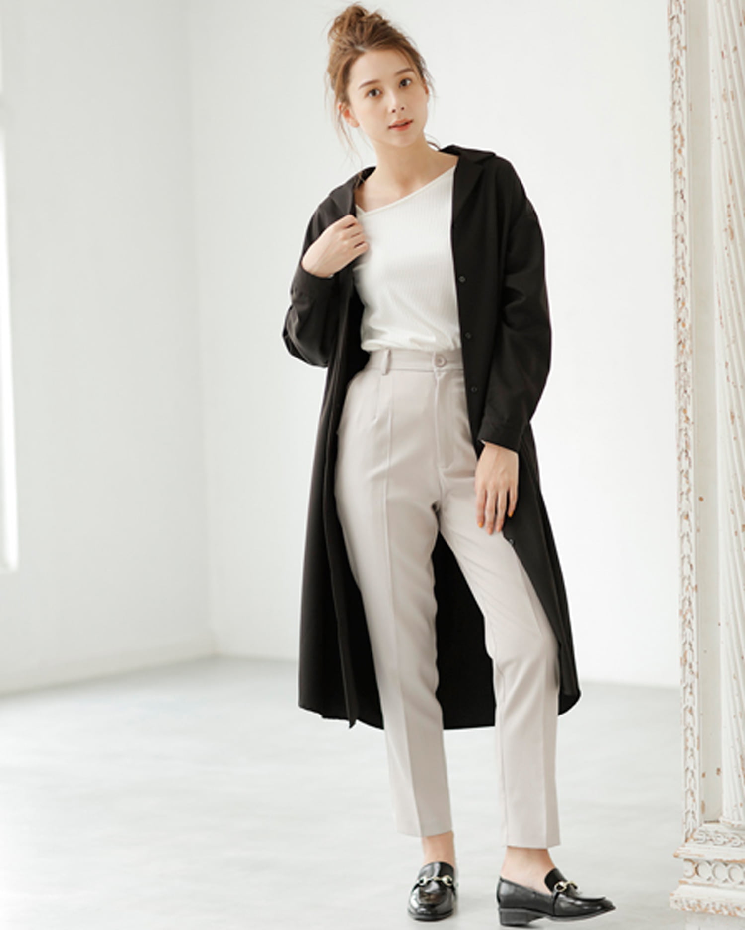ベルト付ロングシャツ＋センタープレステーパードパンツ／SET｜INGNI