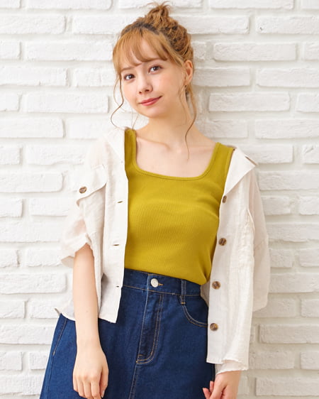 【INGNI STORE限定セット】開襟シアーシャツ＋リブタンクトップ／SET