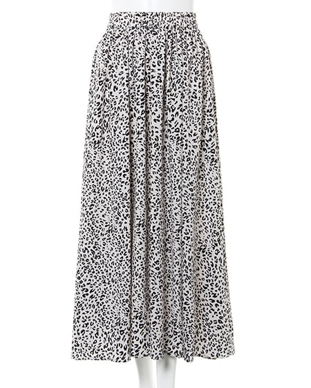 INGNI(イング) バックロゴTシャツ+レオパード柄スカート/SET オフホワイト/グリーン