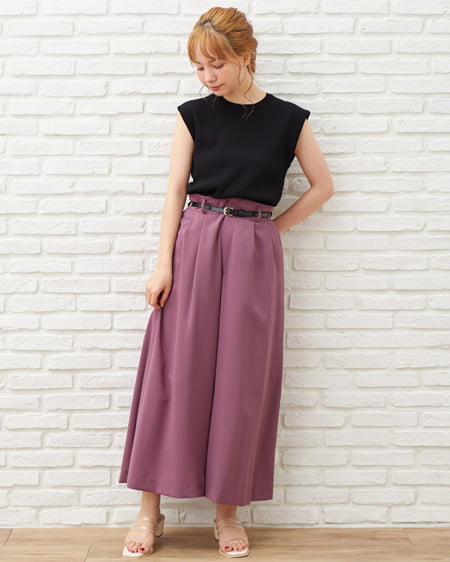 【INGNI STORE限定セット】フレンチスリーブニット＋ベルト付スカーチョ／SET