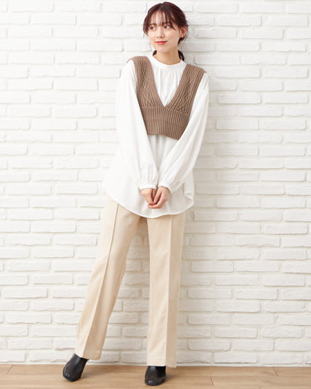 【INGNI STORE限定セット】ニットビスチェ＋シャツ＋フレアパンツ／SET