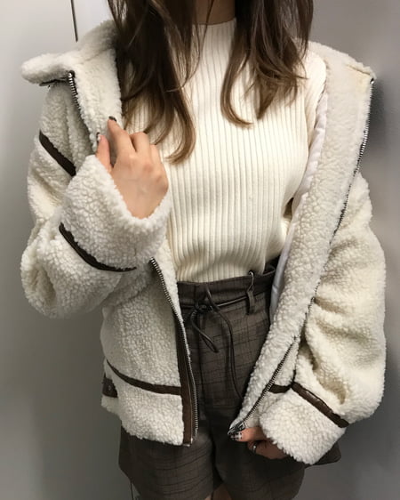 【INGNI STORE限定セット】ボアフライトジャケット＋ボトルネックリブニット／SET