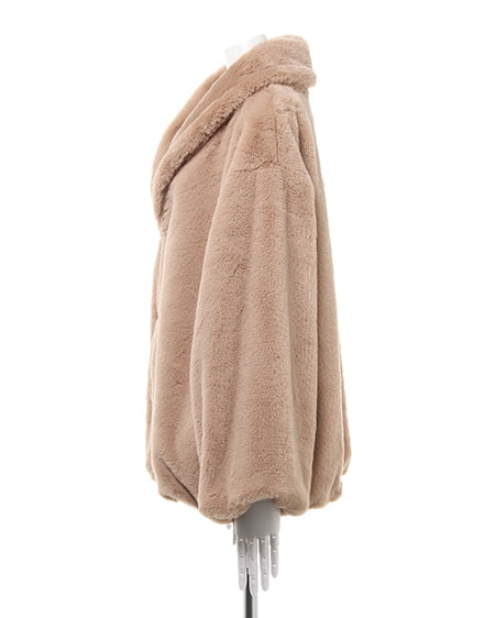 INGNI(イング) ショールカラーエコファーコート+パワショルリブニット/SET モカ