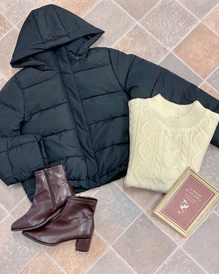 【INGNI STORE限定セット】エコダウンコート＋ケーブルモックネックニット／SET