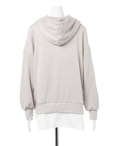 INGNI（イング） ノーカラーコート＋フーディーシャツレイヤートップスA／SET ｸﾛ