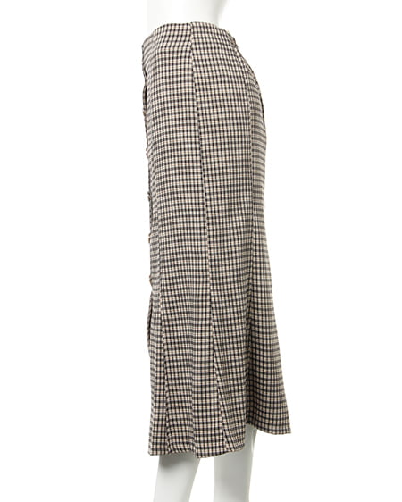 INGNI(イング) パワショルリブニット+チェック柄マーメイドスカート/SET アイボリー/A