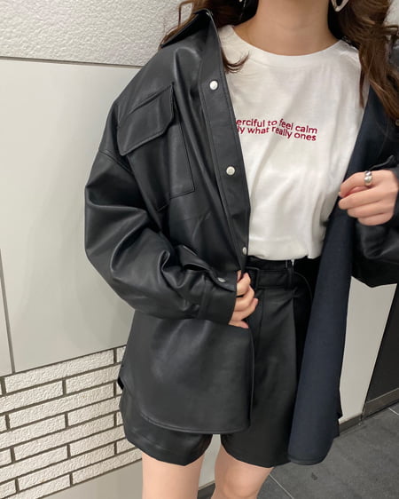 【INGNI STORE限定セット】フェイクレザージャケット＋フェイクレザーパンツ／SET