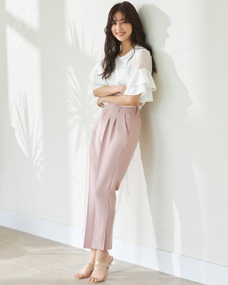 【INGNI STORE限定セット】袖シアーフレアトップス＋テーパードパンツ／SET