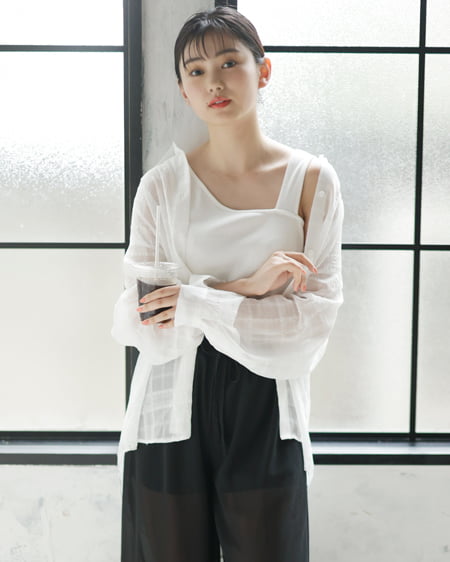 【INGNI STORE限定セット】シアーBIGシャツ＋ワンショルタンク／SET