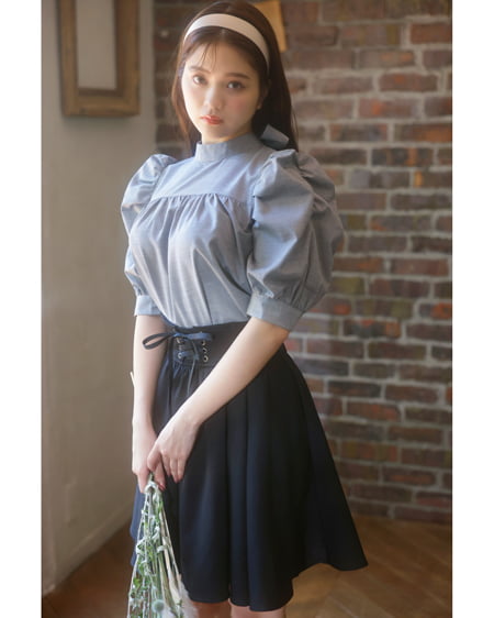 【INGNI STORE限定セット】Backリボンブラウス＋レースUPスカート／SET