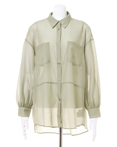 INGNI(イング) シアーシャツ+配色タンクトップ/SET ライトカーキ