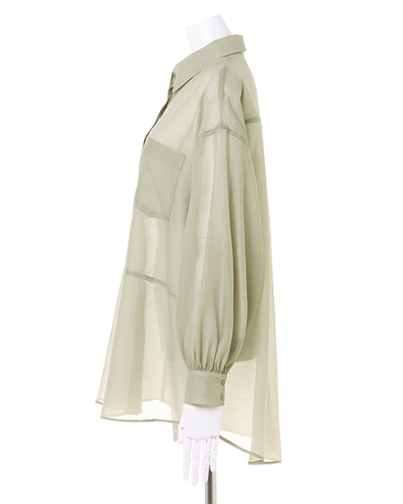 INGNI(イング) シアーシャツ+配色タンクトップ/SET ライトカーキ