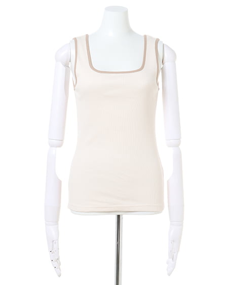 INGNI(イング) シアーシャツ+配色タンクトップ/SET ライトカーキ