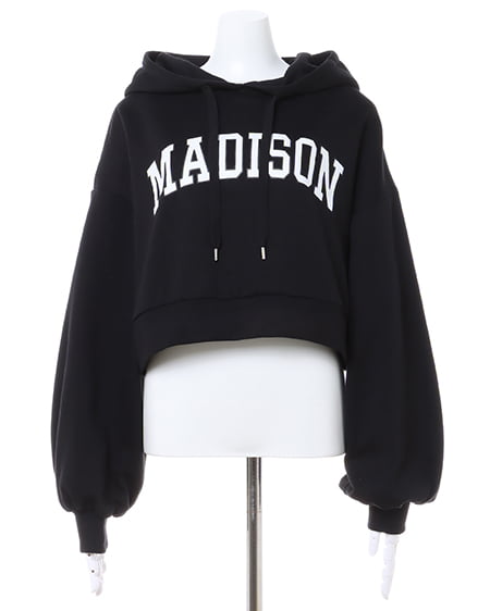 INGNI(イング) カレッジロゴクロップドパーカー+フェイクレザーキュロットパンツ/SET クロ