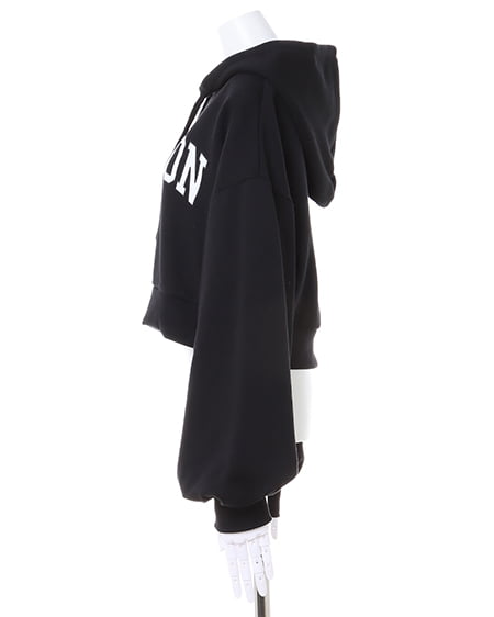 INGNI(イング) カレッジロゴクロップドパーカー+フェイクレザーキュロットパンツ/SET クロ