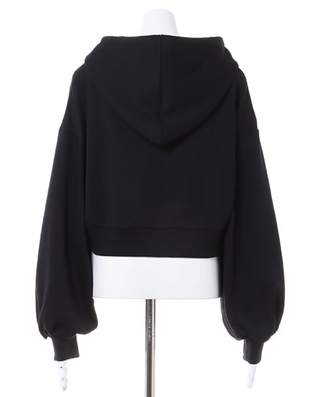 INGNI(イング) カレッジロゴクロップドパーカー+フェイクレザーキュロットパンツ/SET クロ