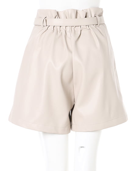 INGNI(イング) カレッジロゴクロップドパーカー+フェイクレザーキュロットパンツ/SET クロ