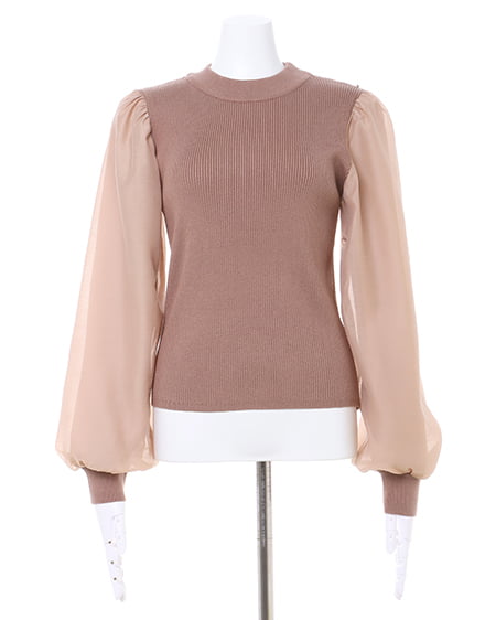 INGNI(イング) 袖異素材パワショルニット+レースアップスカート/SET モカ