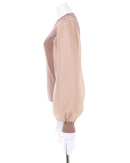 INGNI(イング) 袖異素材パワショルニット+レースアップスカート/SET モカ