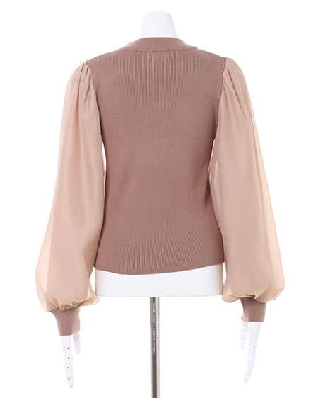 INGNI(イング) 袖異素材パワショルニット+レースアップスカート/SET モカ