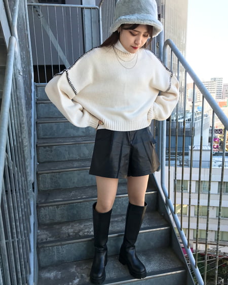 【INGNI STORE限定セット】2WAYカーディガン＋フェイクレザーパンツ／SET