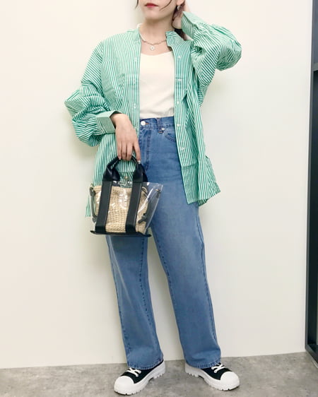 【INGNI STORE限定セット】ストライプシャツ＋デニムパンツ／SET