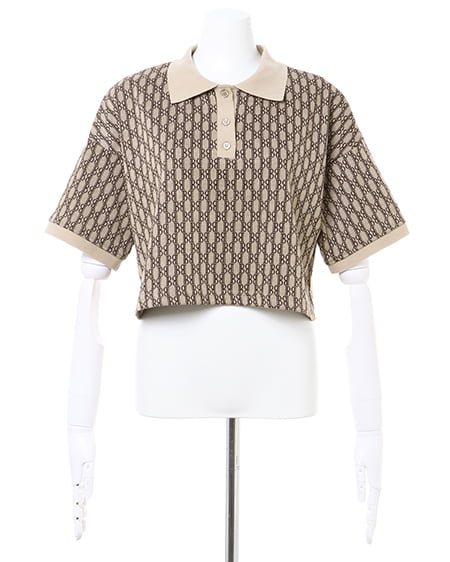 INGNI(イング) ジャガード柄トップス+プリーツスカパン/SET ベージュ