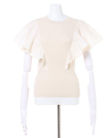 INGNI(イング) 異素材フリルニット+切替トレンチスカート/SET アイボリー