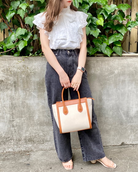 【INGNI STORE限定セット】2WAYリボンブラウス＋デニムワイドパンツ／SET