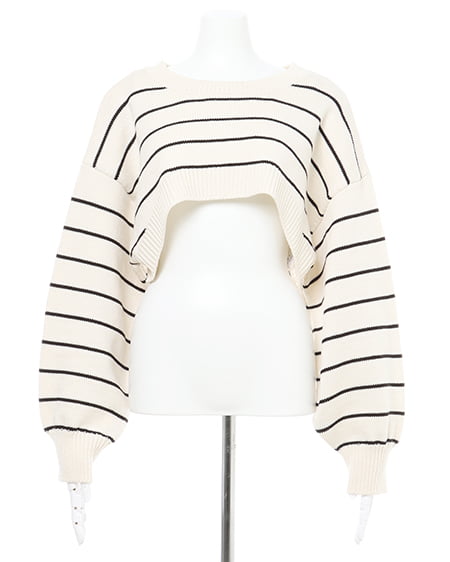 INGNI(イング) 2WAYクロップドニット+フェイクレザーパンツ/SET オフホワイト/クロ