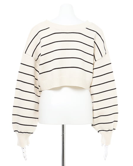 INGNI(イング) 2WAYクロップドニット+フェイクレザーパンツ/SET オフホワイト/クロ