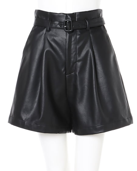 INGNI(イング) 2WAYクロップドニット+フェイクレザーパンツ/SET オフホワイト/クロ