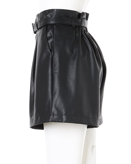 INGNI(イング) 2WAYクロップドニット+フェイクレザーパンツ/SET オフホワイト/クロ